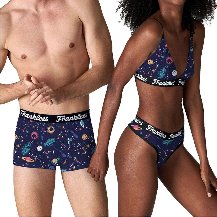 MENS SHORT LEG TRUNKS - INTERGALACTIC YOU & ME - Franklees UK